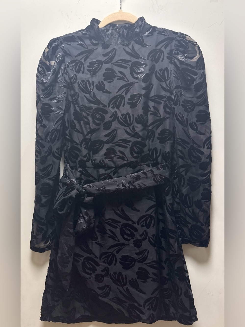 NSR Floral Burnout Velvet Mock Neck Women’s Mini Dress Rayon Polyester Small